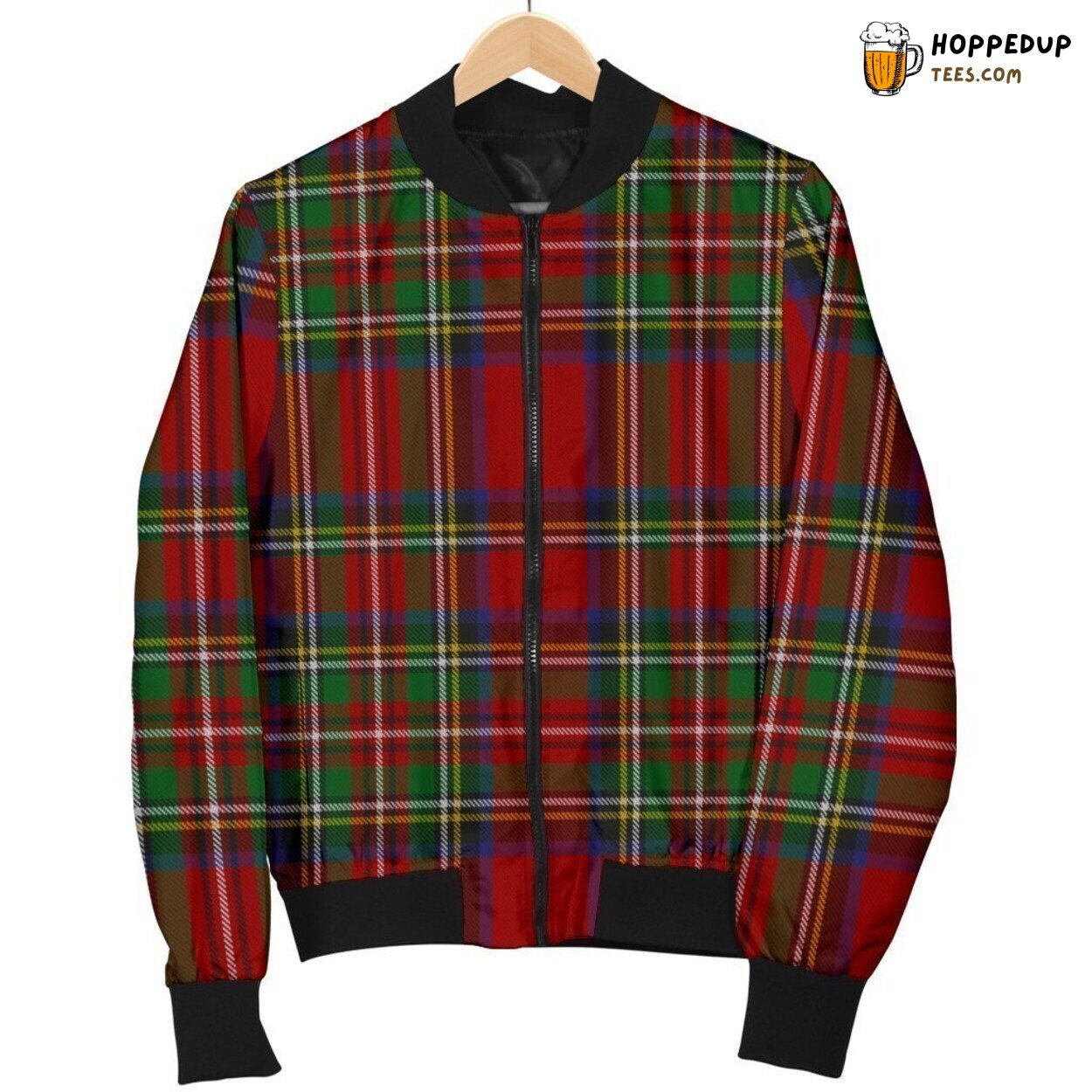 Men’s Red Plaid Tartan Classic Authentic Bomber Jacket Design Trend Look