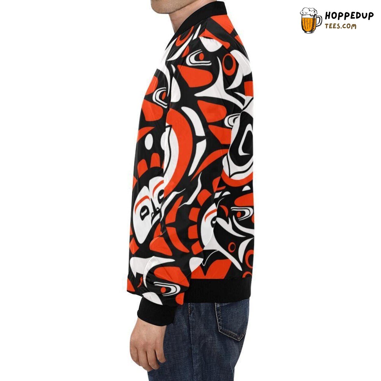 Men’s Stylish Bomber Jacket with Navajo Aztec Tribal Native American Patterns