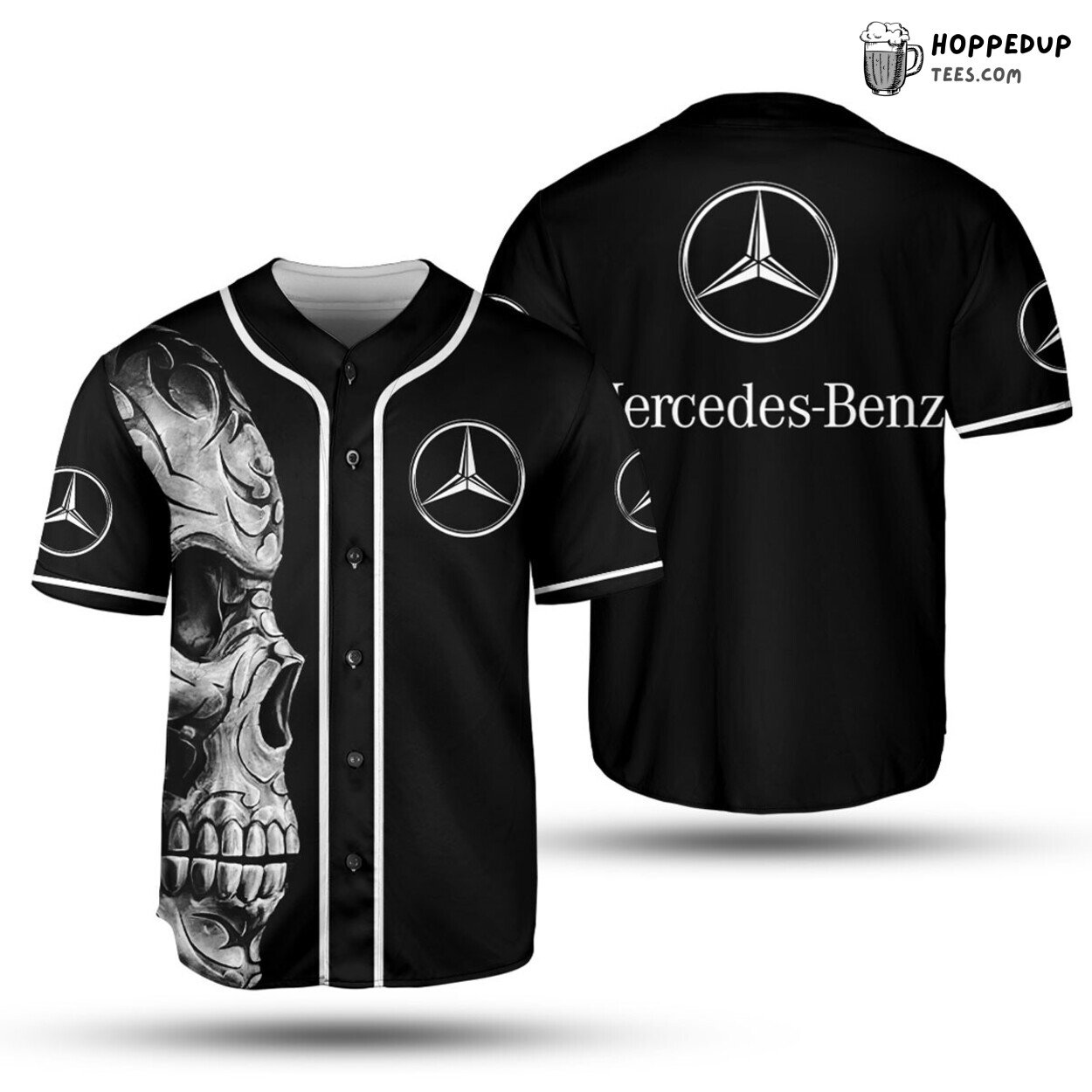 MercedesBenz Skull Baseball Jersey Black Unisex Jersey Shirt