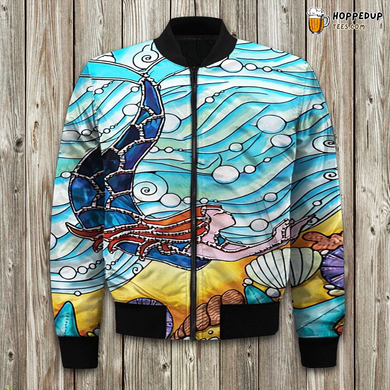 Mermaid Blue Ocean Bomber Jacket