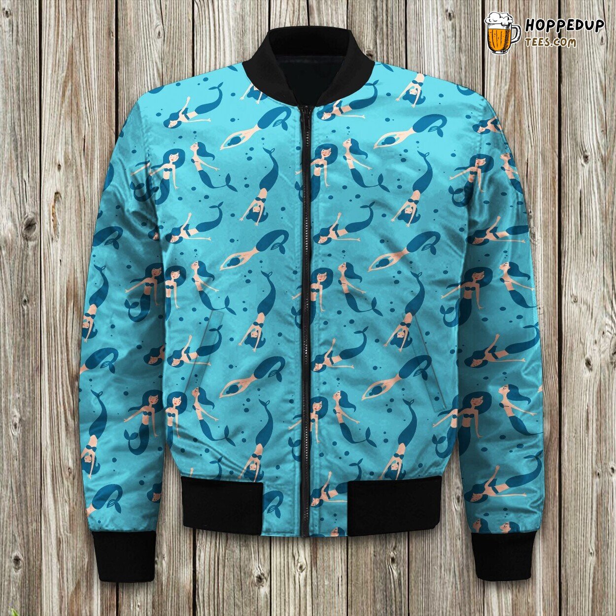 Mermaid Charm of the Deep Winter Bomber Jacket Oceanic Legend Design