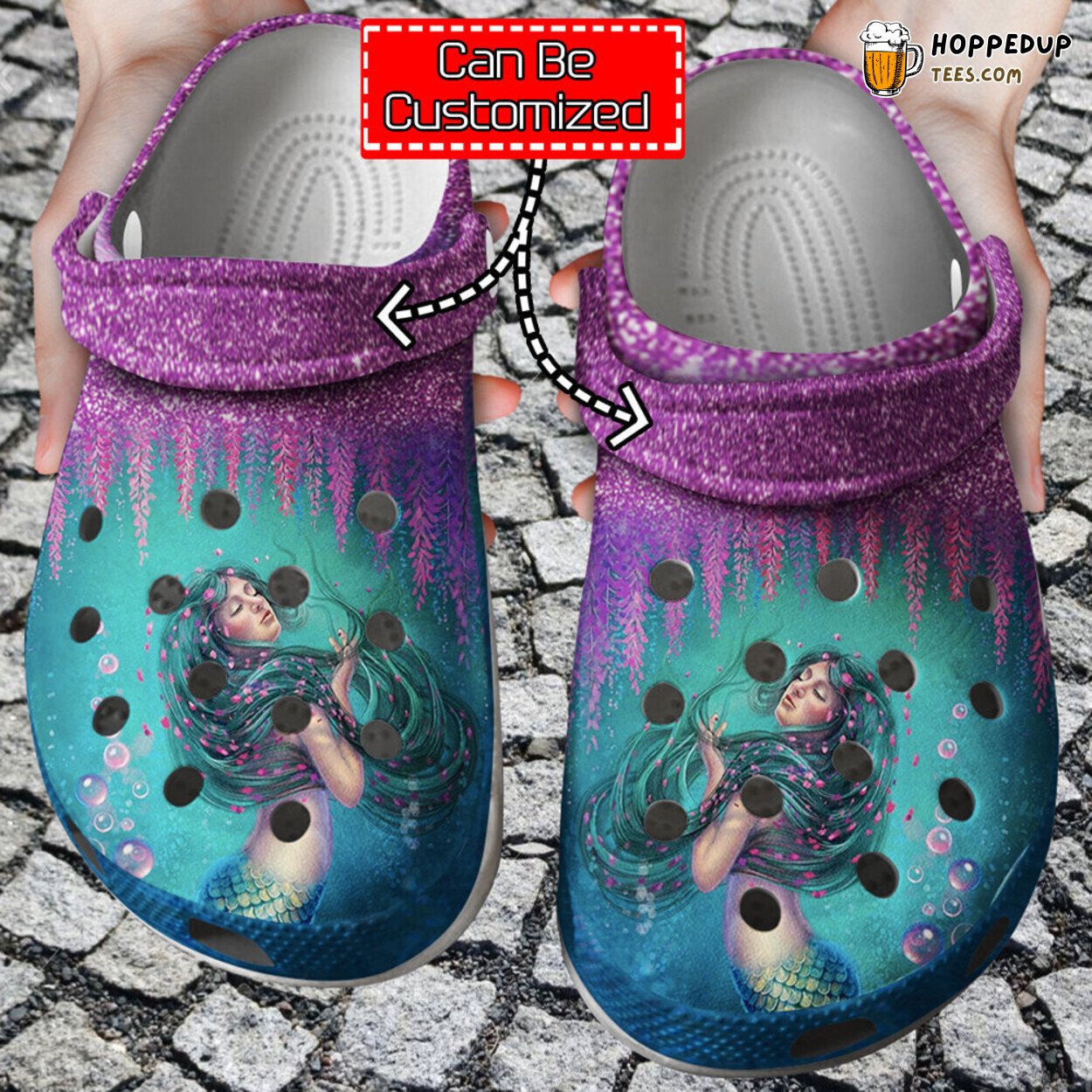 Mermaid Glitter Personalized Stylish Comfortable Clog Shoes Unique