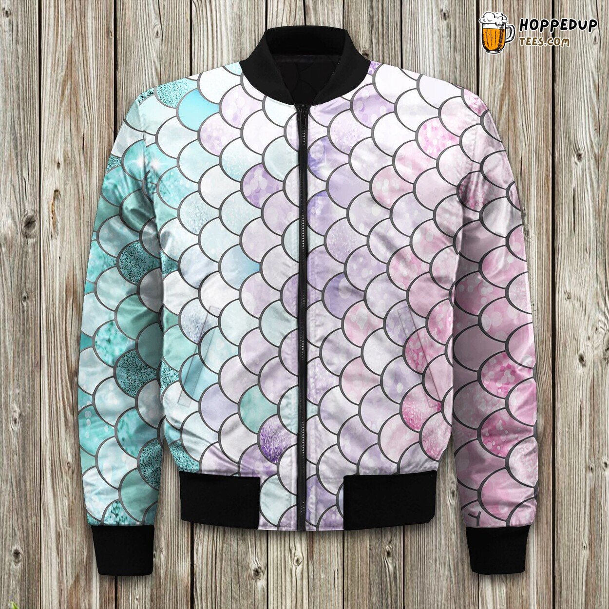 Mermaid Mystical Pattern Winter Bomber Jacket Ocean Fantasy