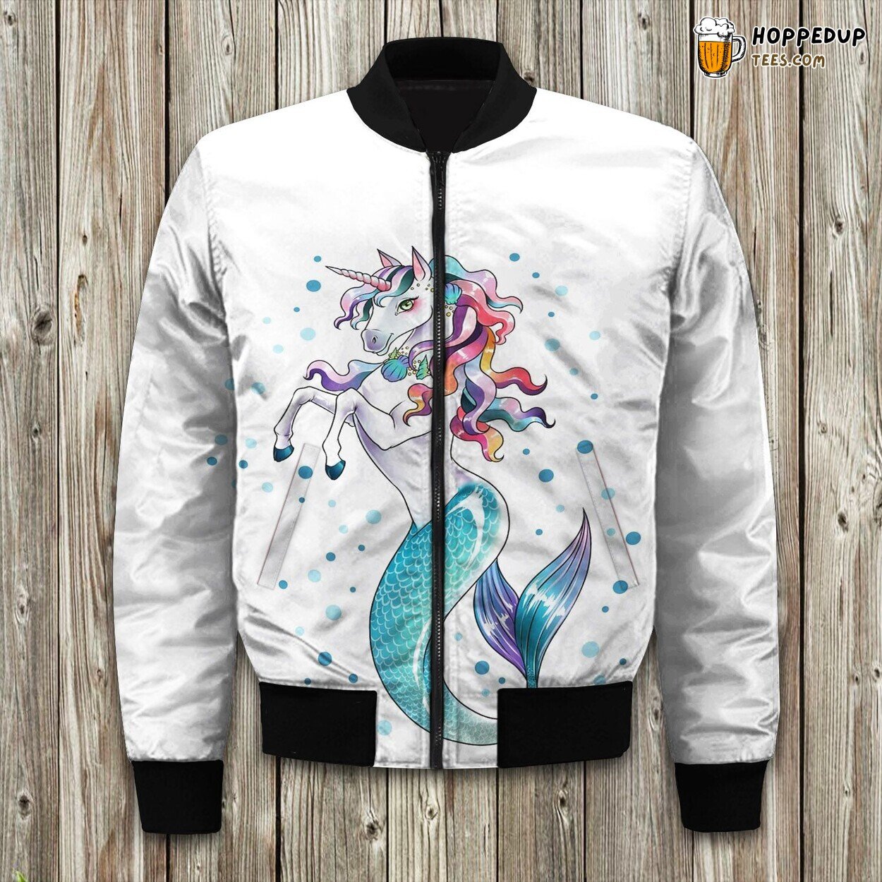 Mermaid’s Alluring Dance Winter Bomber Jacket Ocean Ballet Art