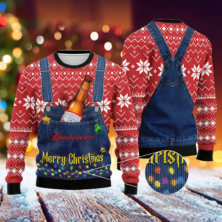 Merry Christmas Budweiser Ugly Sweater HU