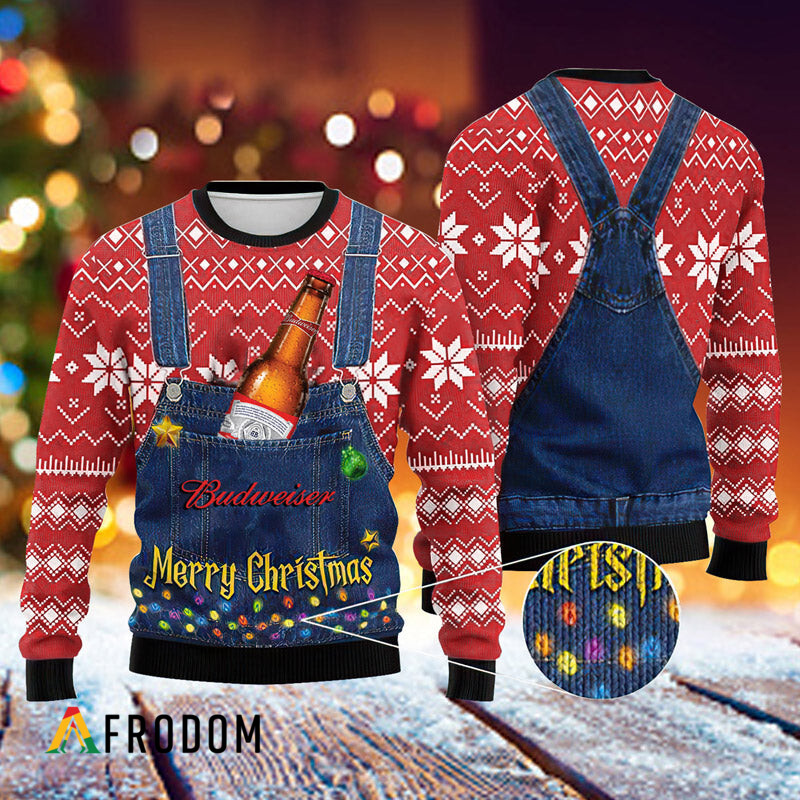 Merry Christmas Budweiser Ugly Sweater HU
