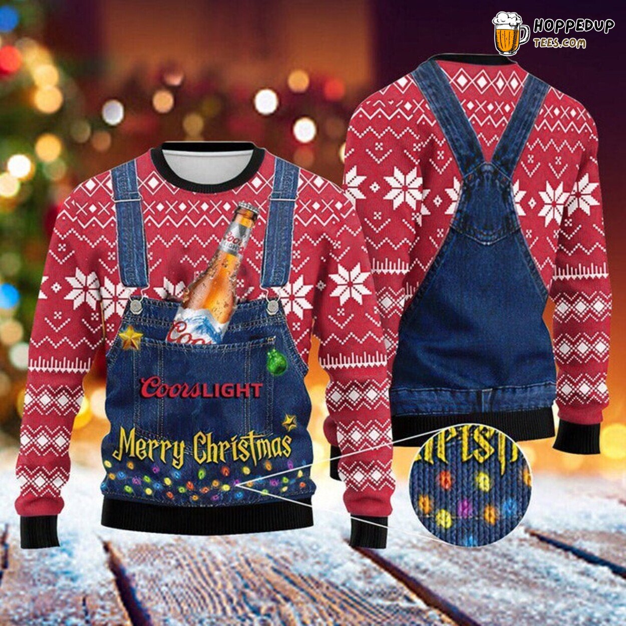 Merry Christmas Coors Light Ugly Sweater Knitted Festive Holiday Wear