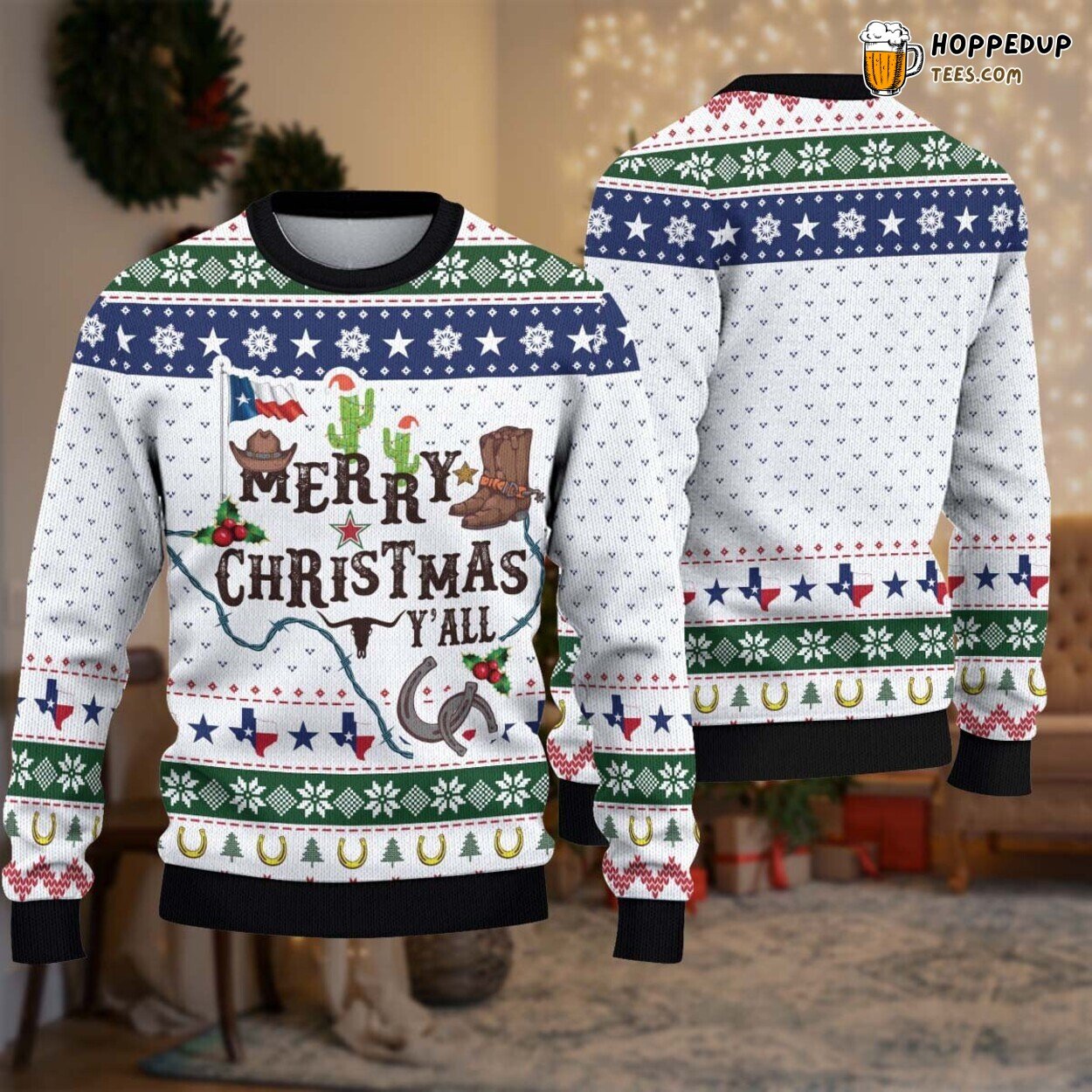 Merry Christmas Yall Texas Ugly Sweater Funny Xmas Holiday Design