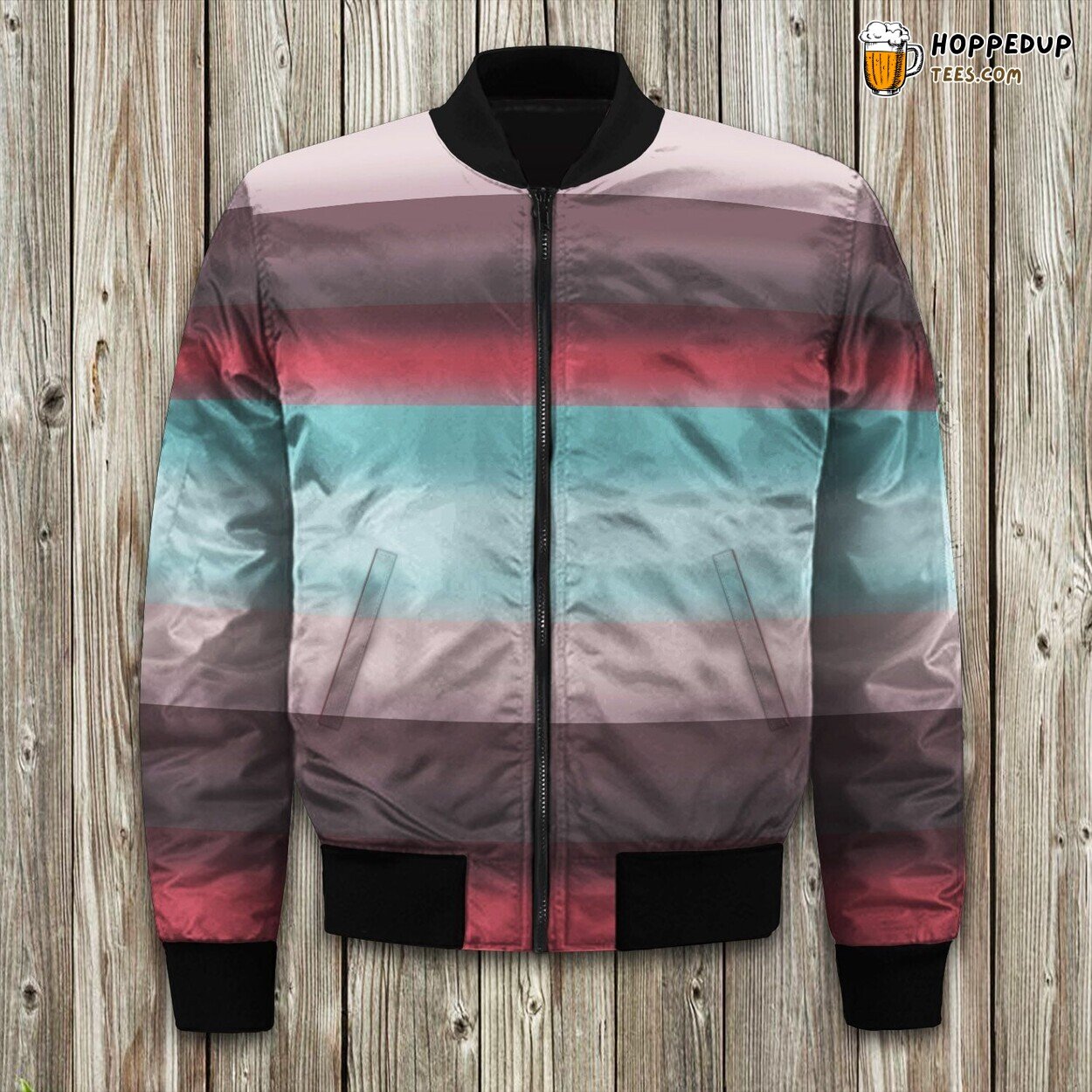 Mesmerizing Coral Blue Hue Winter Bomber Jacket Padded Design Warmth