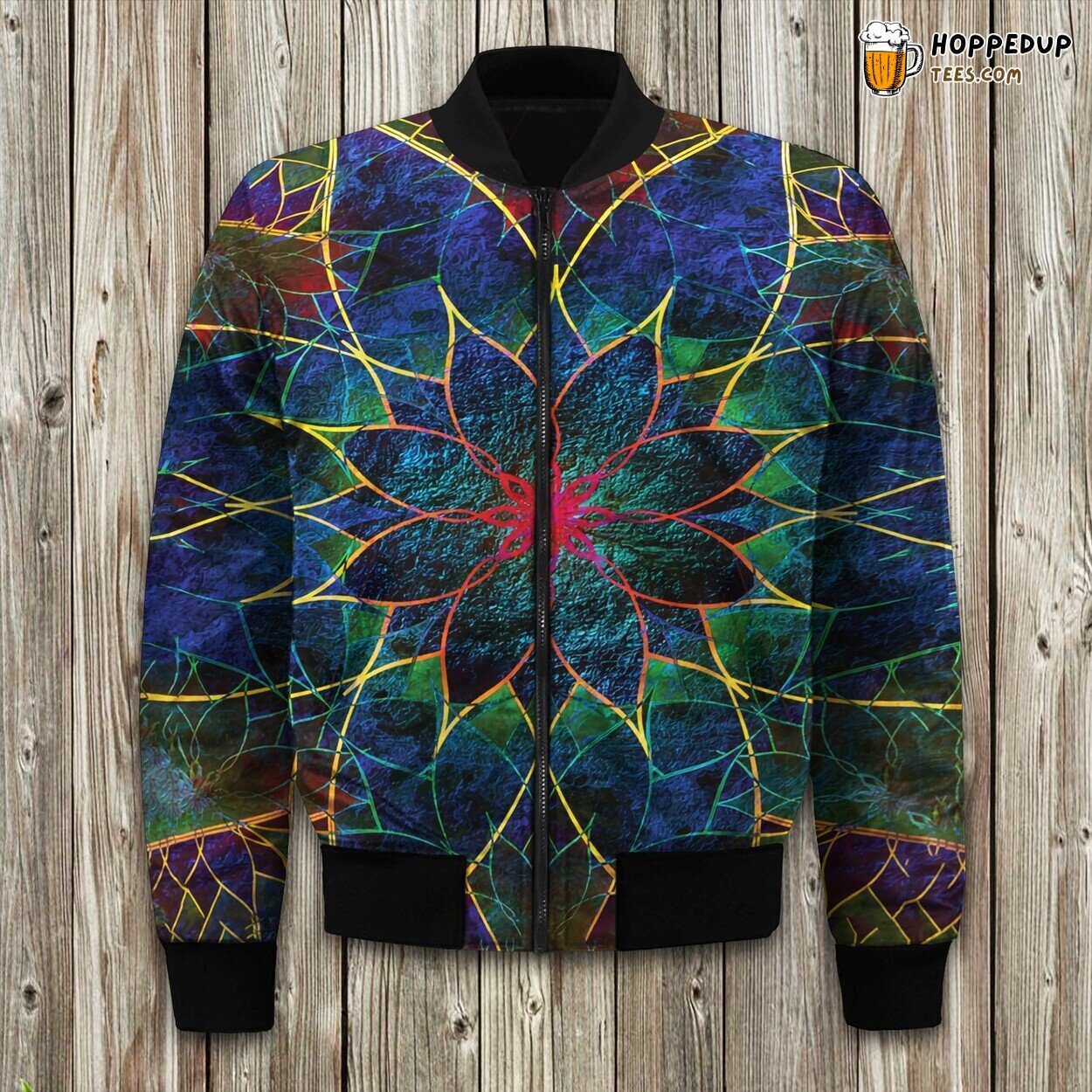 Mesmerizing Fractal Art Emblazoned on Bomber Winter Jacket