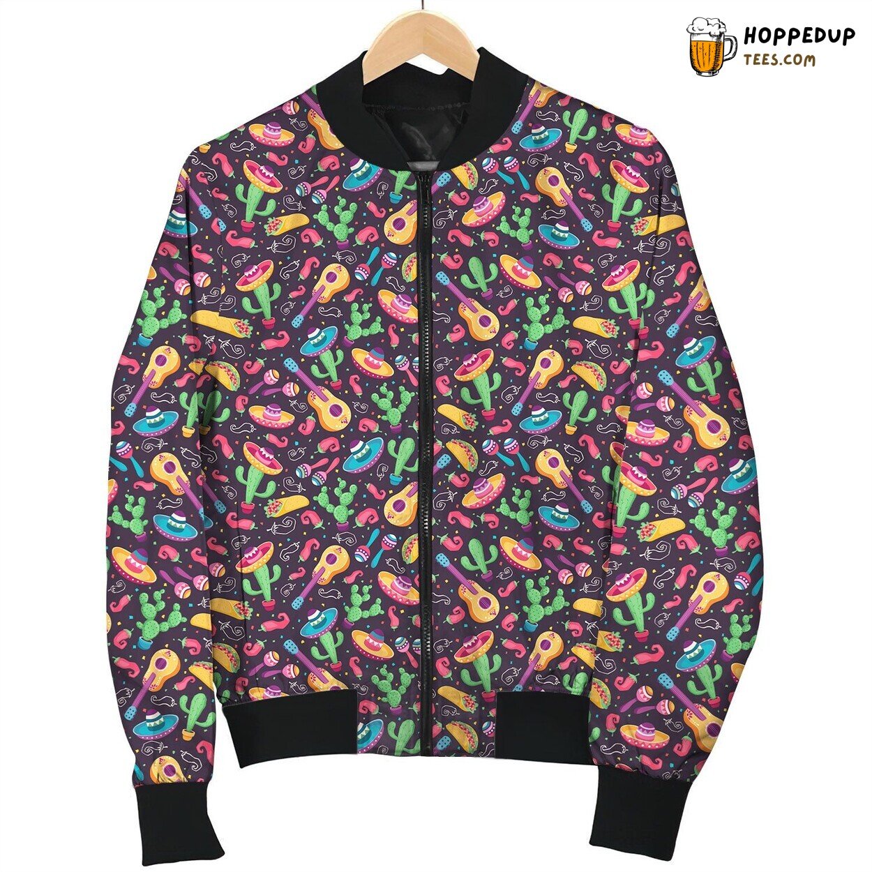 Mexican Fiesta Pattern Bomber Jacket