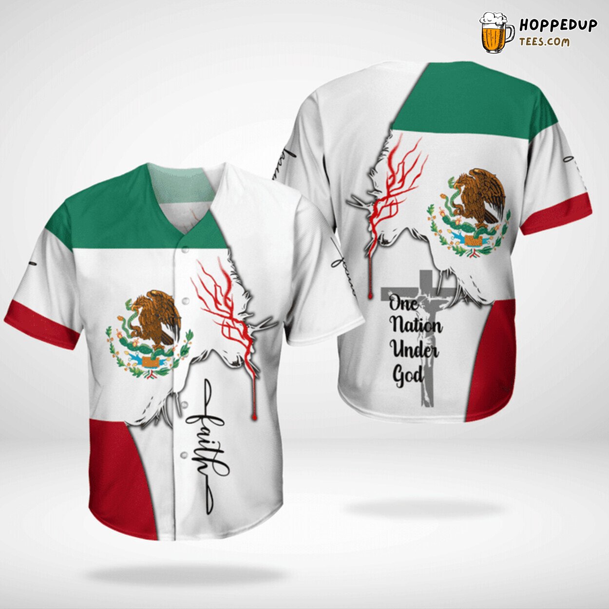 Mexican Flag Themed Jesus Faith Baseball Jersey Unique Design Distinctive
