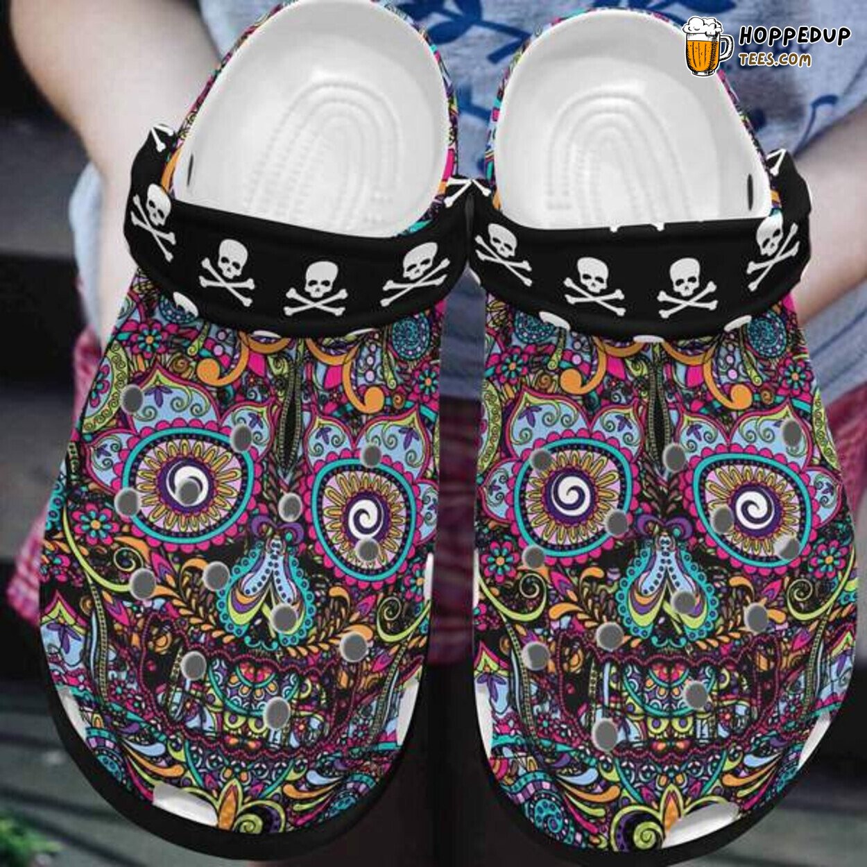 Mexican Sugar Skull Art Funny Themed Comfortable Clog Shoes