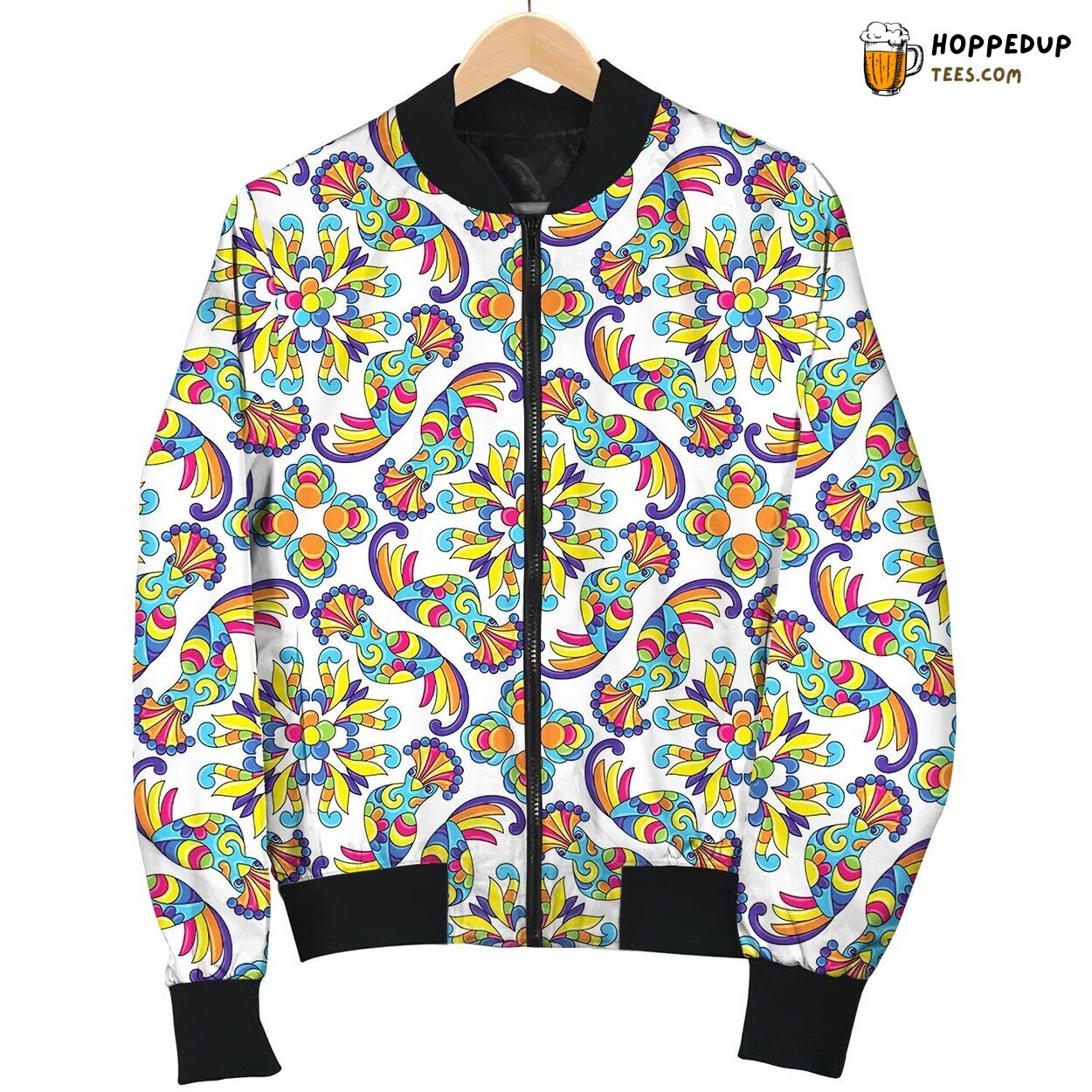 Mexican Talavera Seamless Pattern With Tropical Love Bomber Jacket