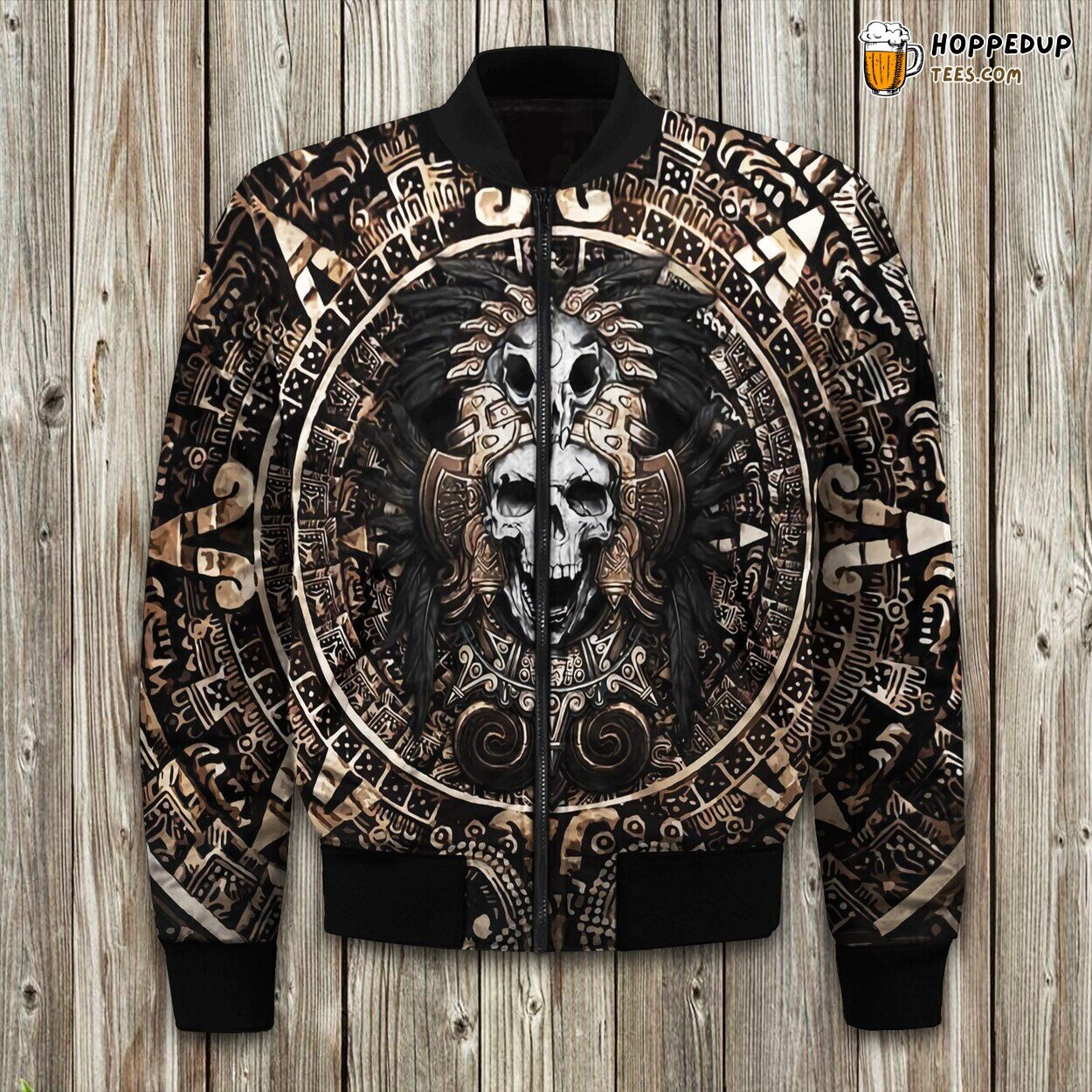 Mexico Aztec Skull Warrior Bomber Jacket