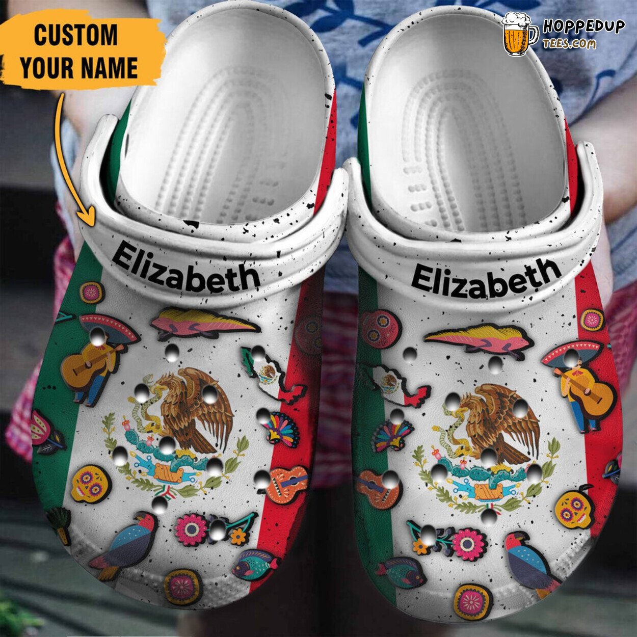Mexico Flag Symbols Themed Classic Water Rubber Clog Shoes Comfy Footwear