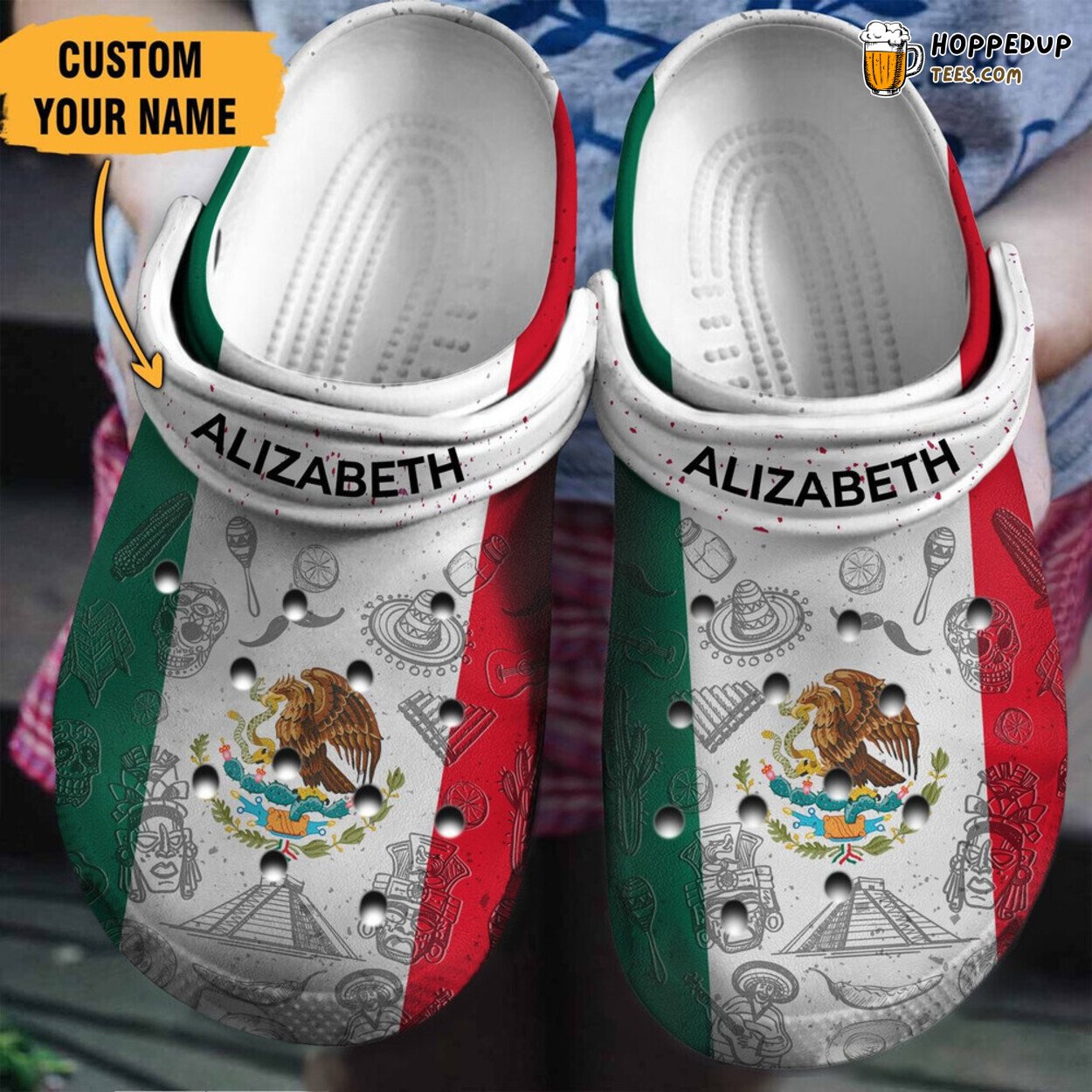 Mexico Flag Themed Classic Water Rubber Clog Shoes Comfy National Pride Wear