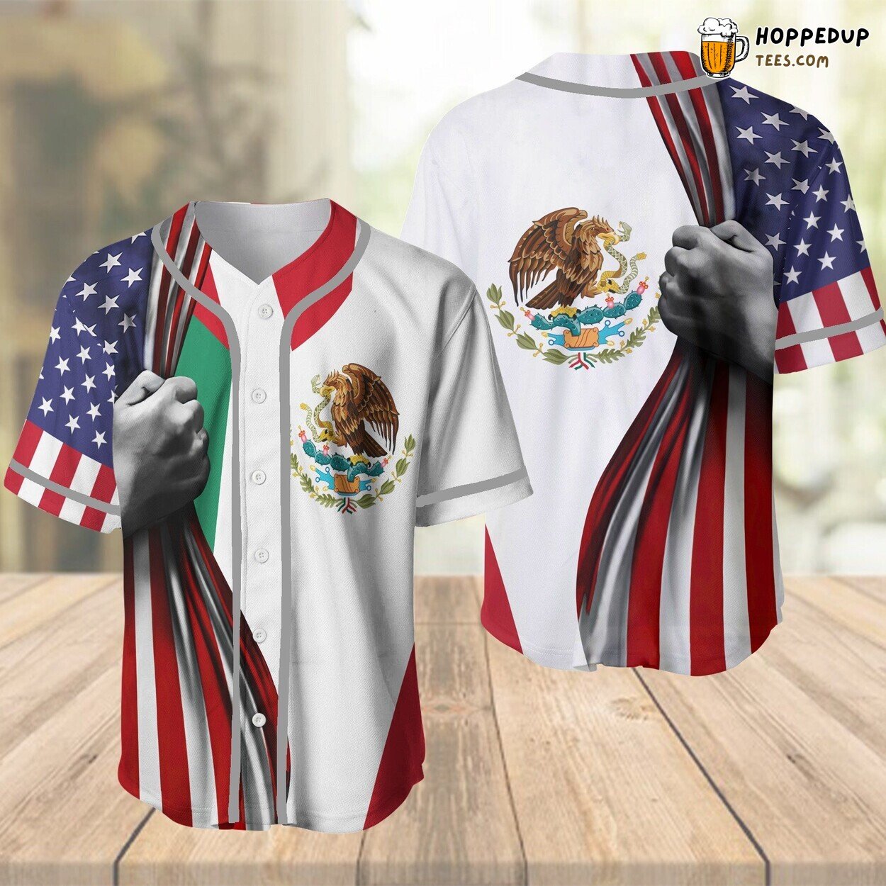 Mexico National Flag Themed Baseball Jersey Distinctive Unique Design Look