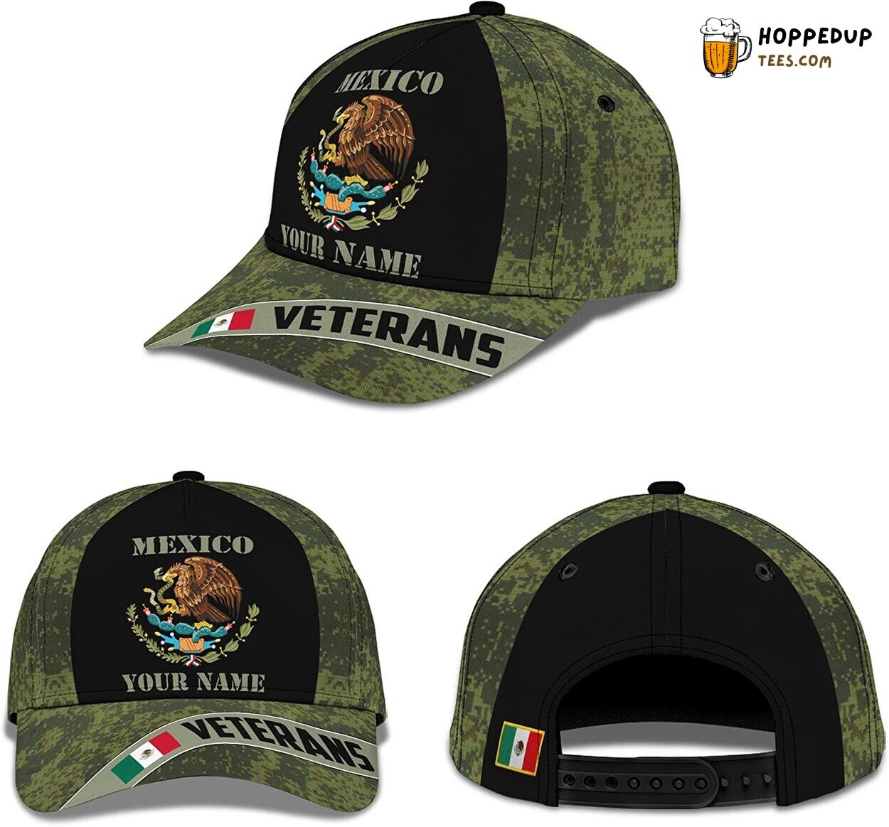 Mexico Veteran Flag Camouflage Custom Hat 3D Veterans Day Gift