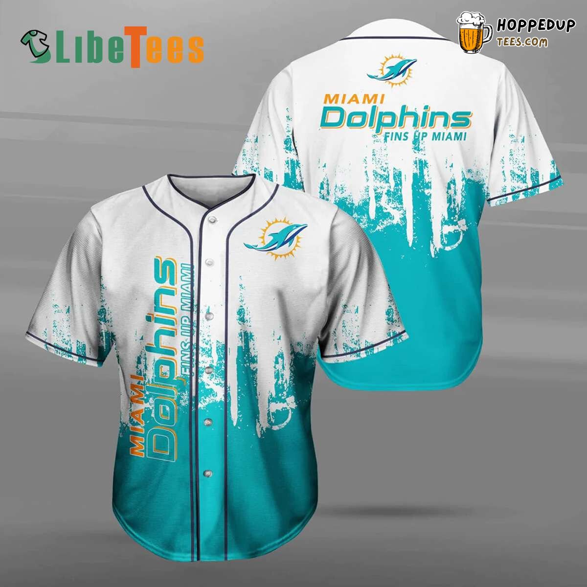 Miami Dolphins Baseball Jersey Blue White Simplicity Fan Gift Top