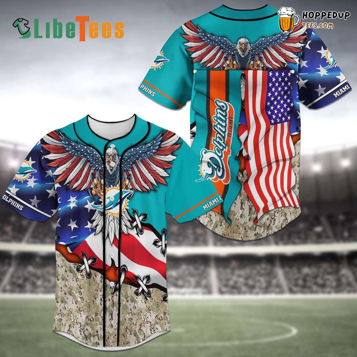Miami Dolphins Baseball Jersey Eagle American Symbol Perfect Fans Gift
