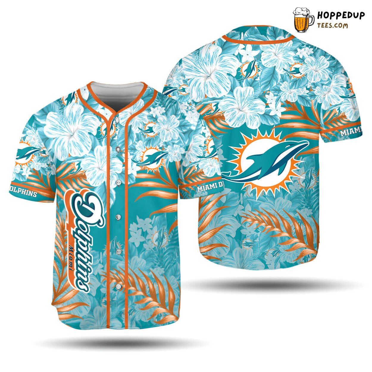 Miami Dolphins Baseball Jersey Flower Logo Blend Stylish Fan Gift
