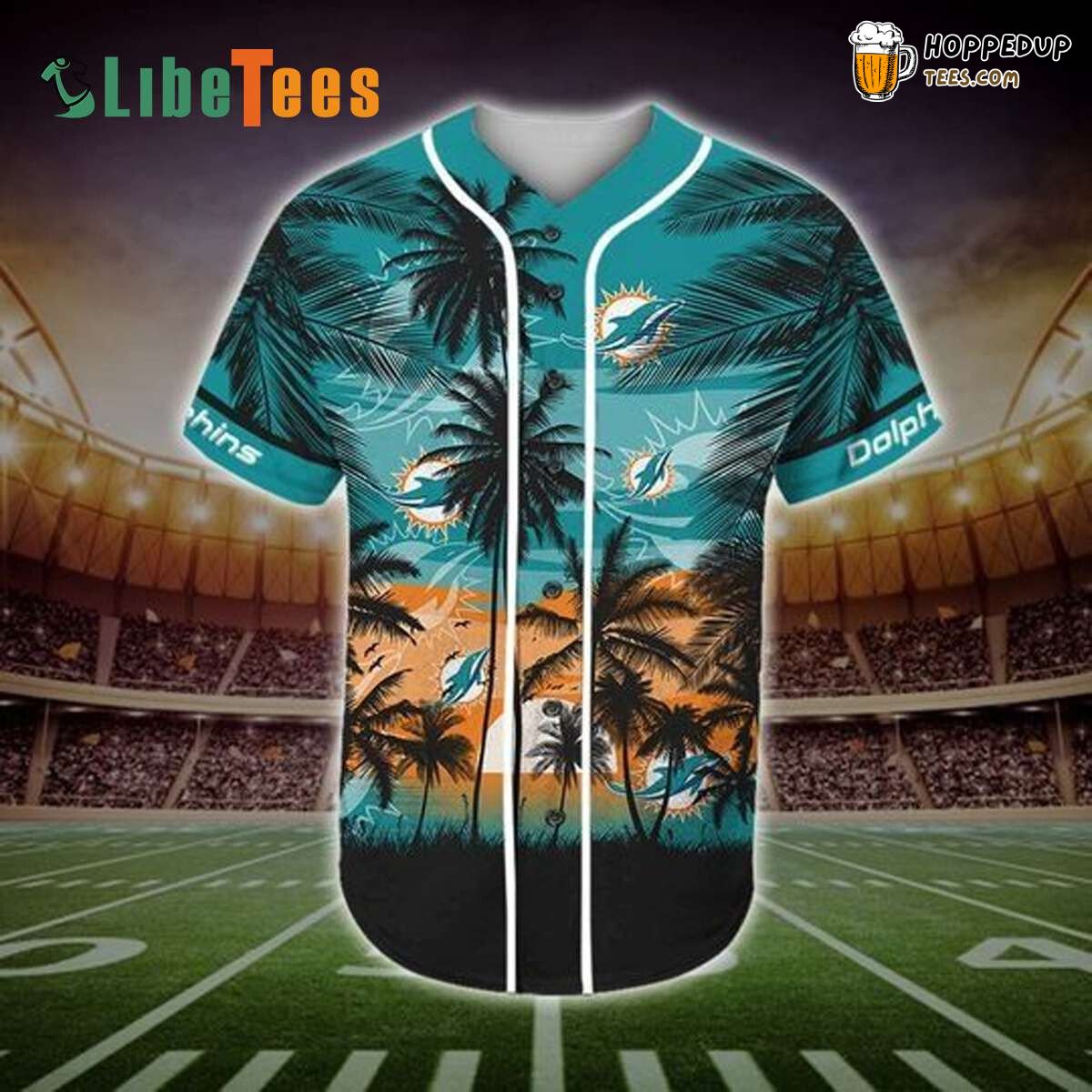 Miami Dolphins Baseball Jersey Tropical Palm Design Vacation Gift