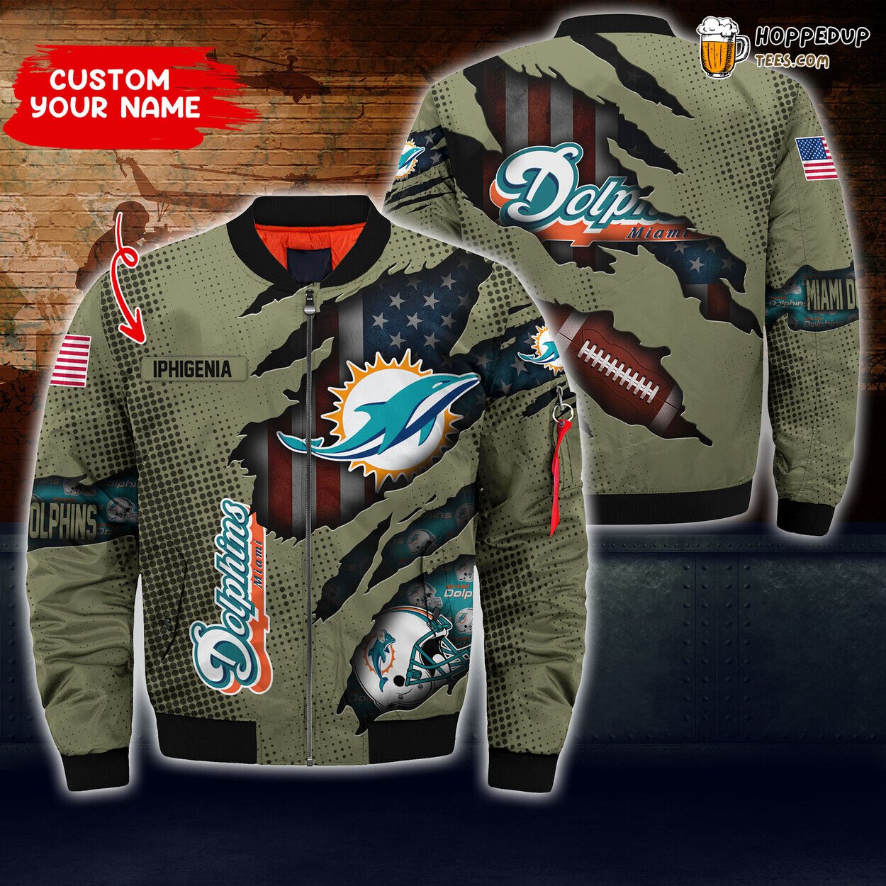 Miami Dolphins Custom Bomber Jacket Special Gift Unique Boyfriend