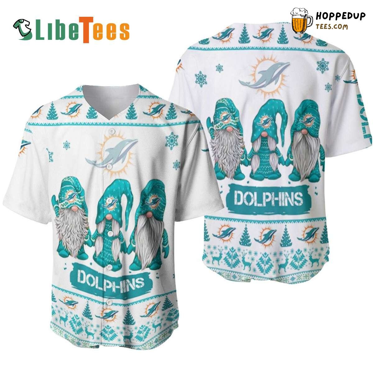 Miami Dolphins Festive Gnomes Baseball Jersey Christmas Gift for Fans