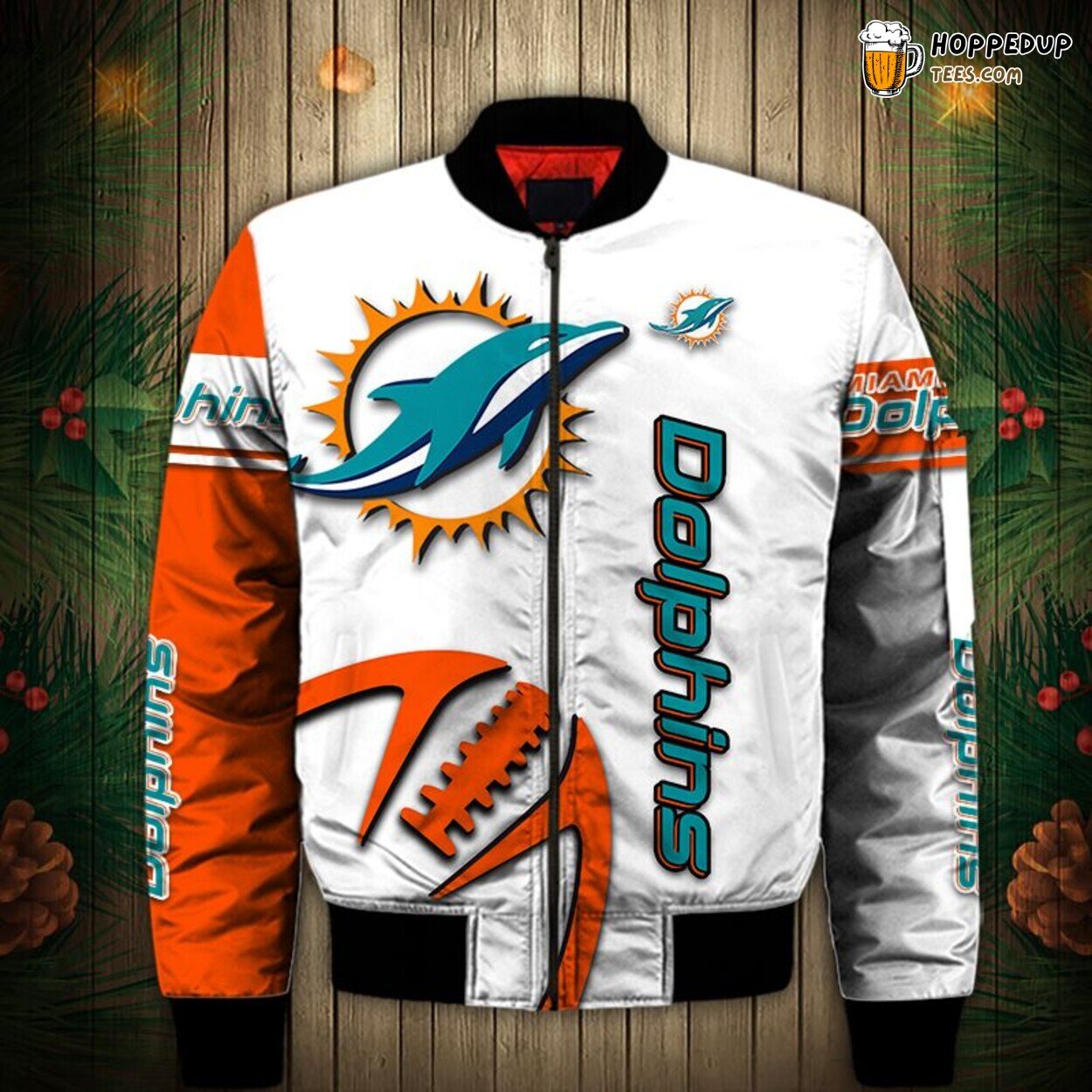 Miami Dolphins Graphic Balls Design Bomber Jacket Fan Gift