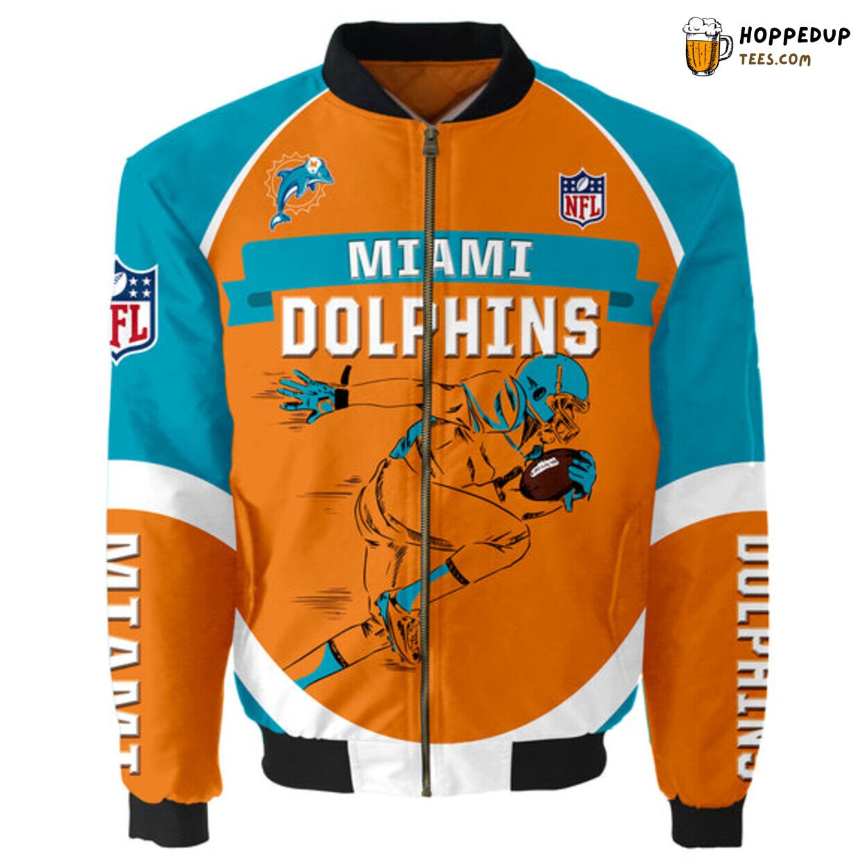Miami Dolphins Graphic Player Bomber Jacket Classic Design Sporty Look Series