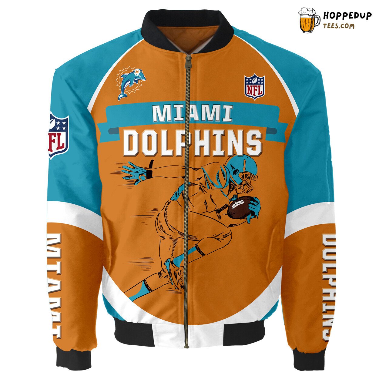 Miami Dolphins Graphic Running Men Bomber Jacket Special Fans Gift