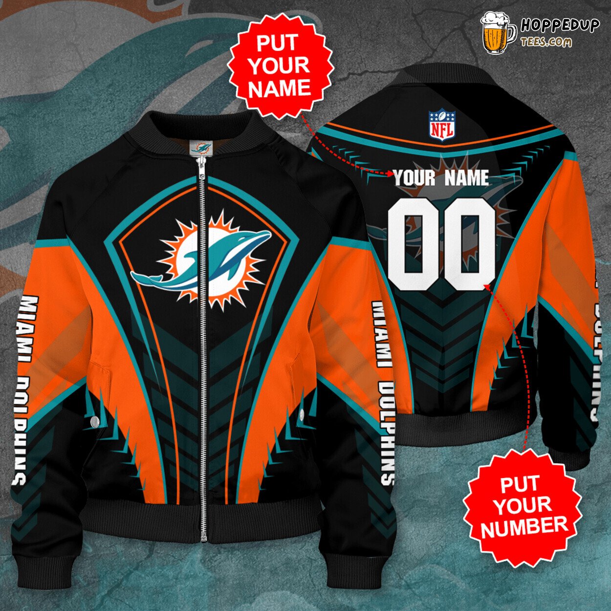 Miami Dolphins MD NFL Bomber Jacket Personalized Special Design
