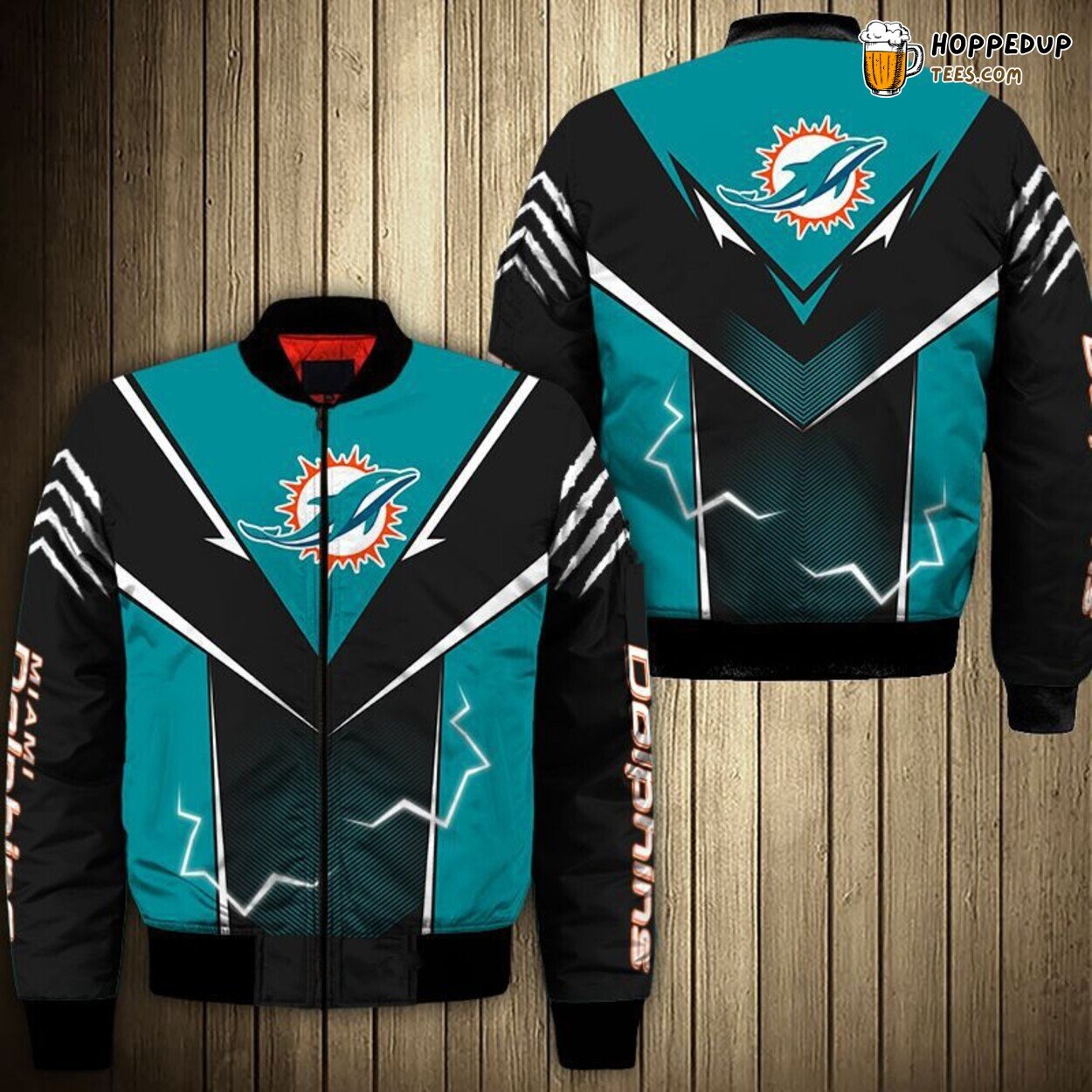 Miami Dolphins Men’s Bomber Jacket Lightning Graphic Special Gift