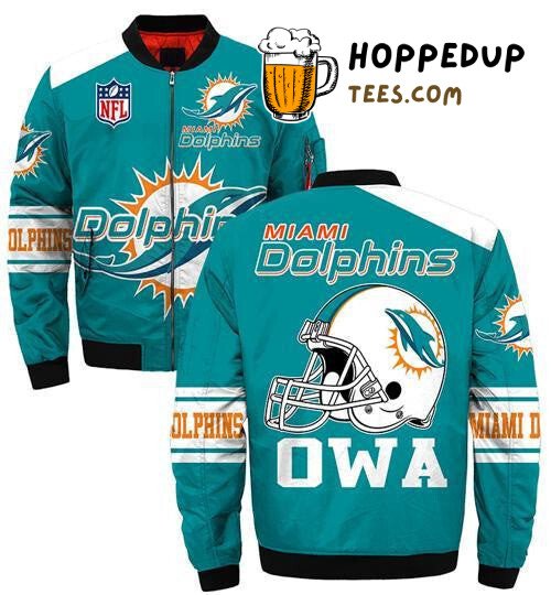 Miami Dolphins NFL Aqua OWA Emblematic Bomber Jacket Edition