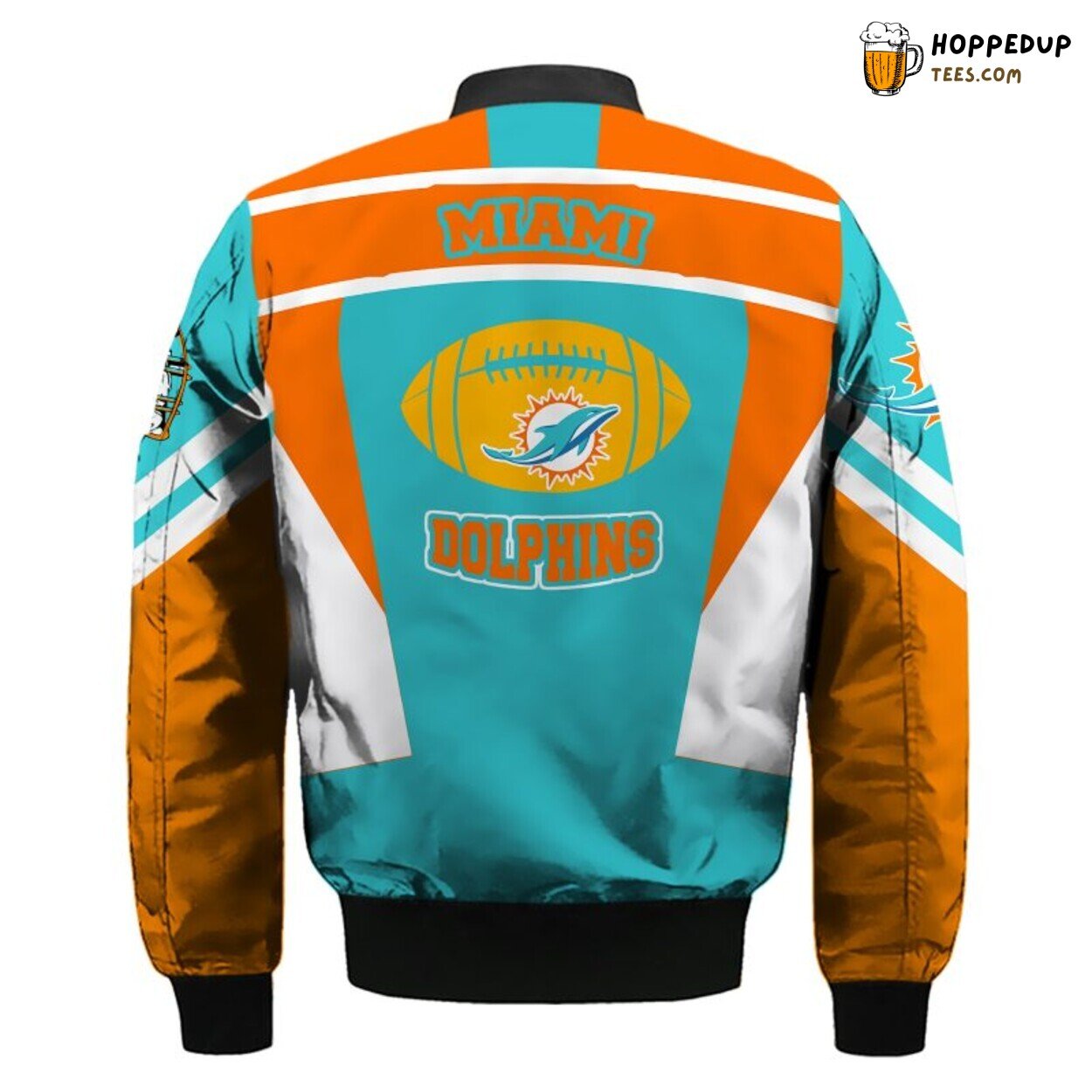 Miami Dolphins NFL Bomber Jacket Skull Blue Orange Classic