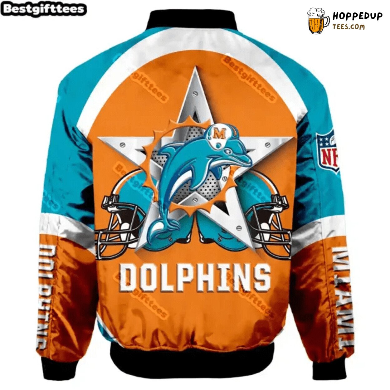 Miami Dolphins NFL Orange Aqua Splash Bomber Jacket Edition