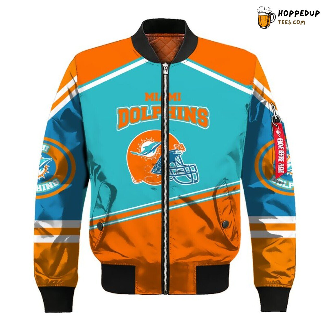 Miami Dolphins NFL Unisex Bomber Jacket Blue Orange Distinct