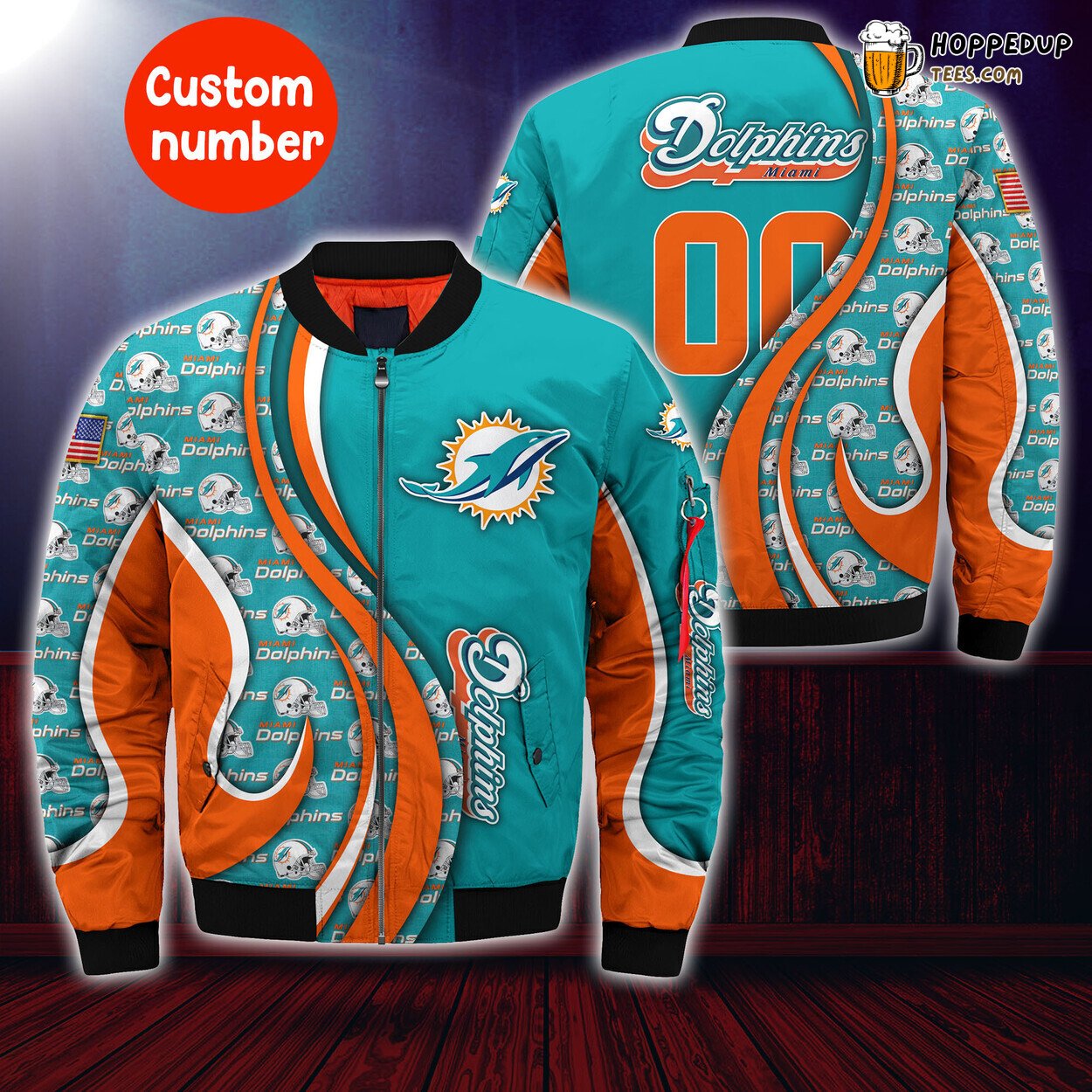 Miami Dolphins Number Trending Bomber Jacket Custom Design