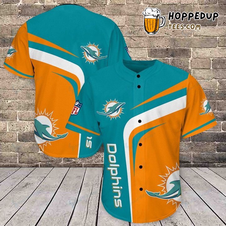 Miami Dolphins Traditional Aqua Orange Unisex Baseball Jersey NFL Gear