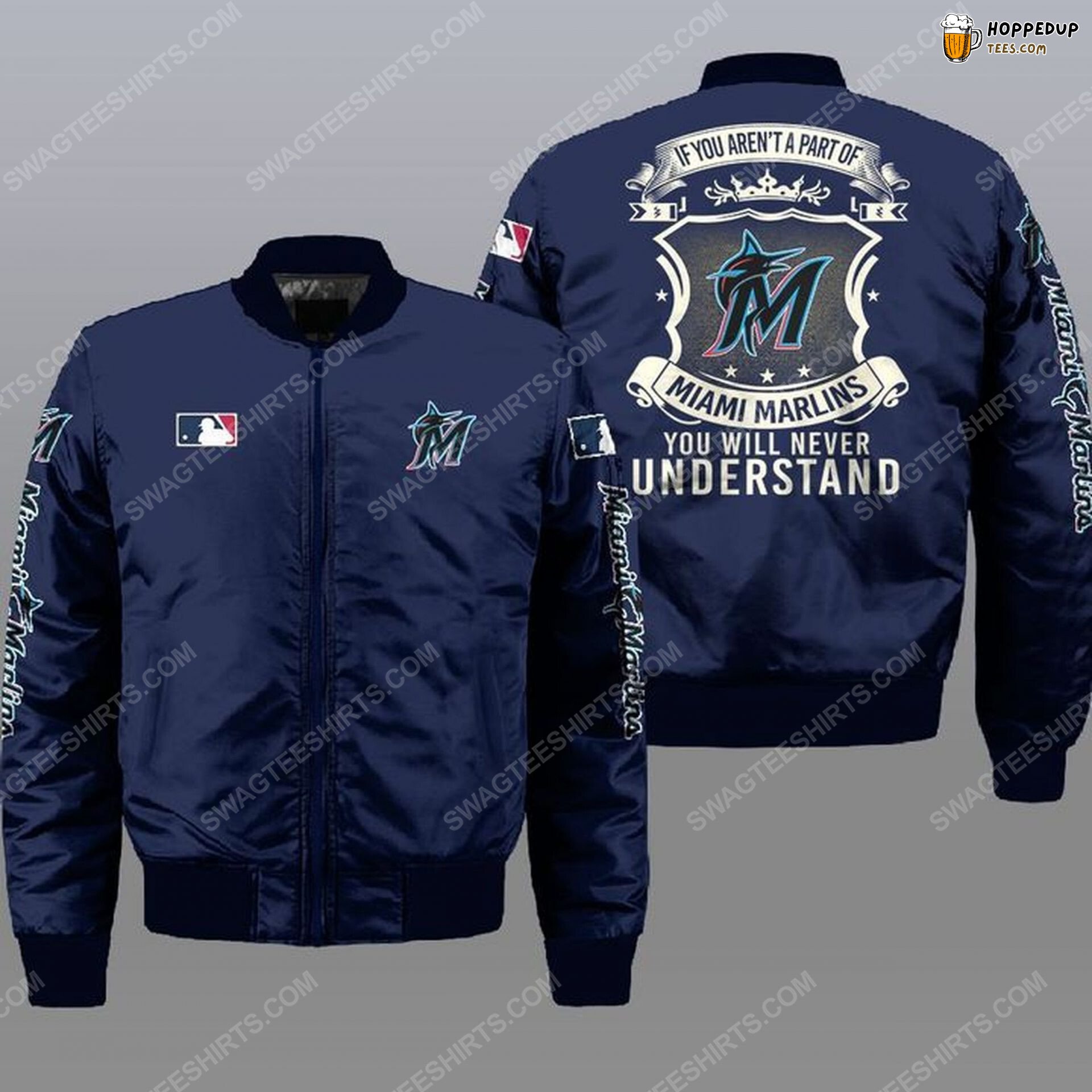 Miami Marlins Navy Colorway MLB Pro Team Bomber Jacket Edge