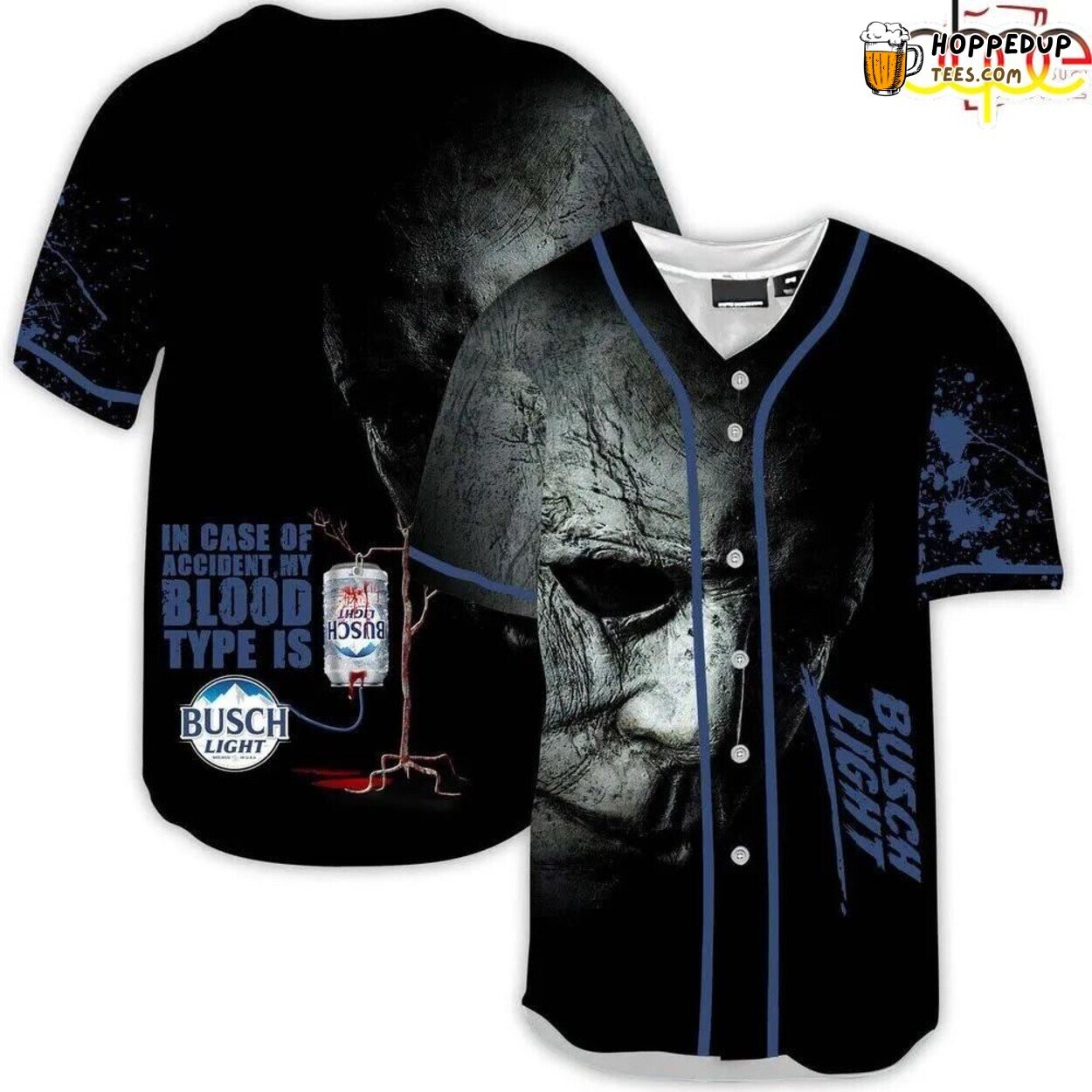 Michael Myers Busch Light Halloween Horror Baseball Jersey Shirt Design