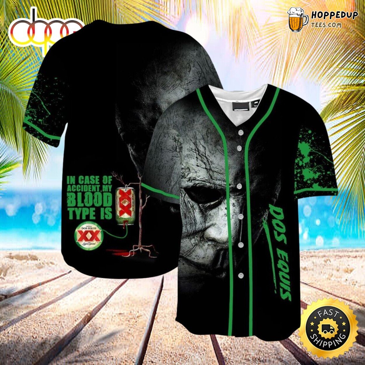 Michael Myers Horror Dos Equis Inspired Baseball Jersey Shirt Design