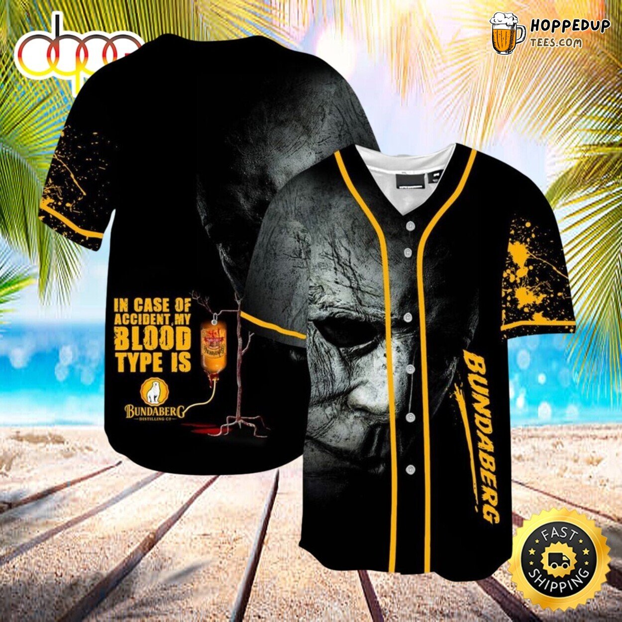 Michael Myers Horror Inspired Bundaberg Rum Baseball Jersey Shirt