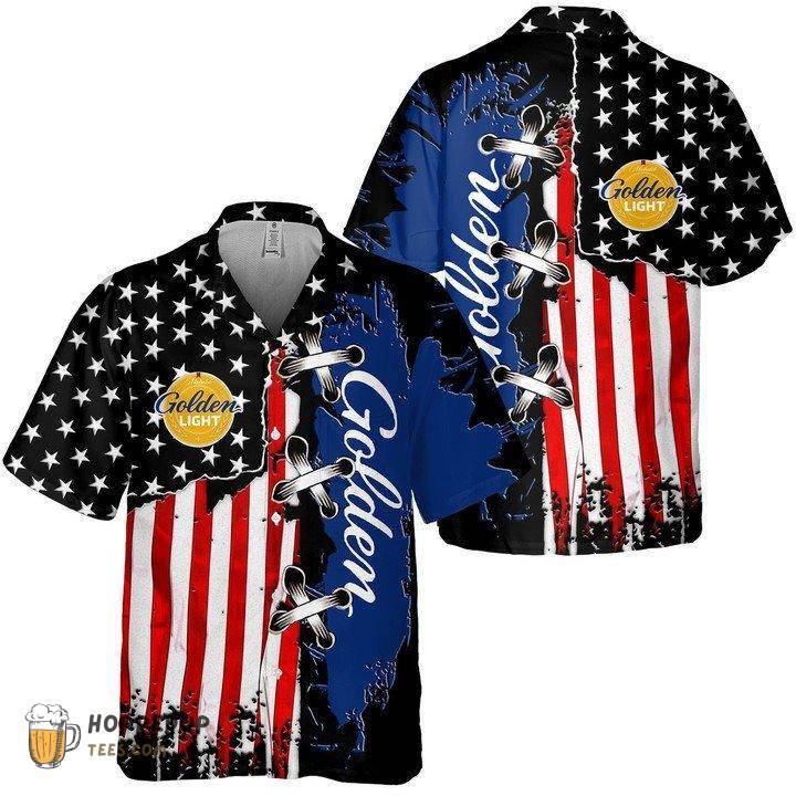 Michelob Light Beer American Flag Hawaiian Shirt
