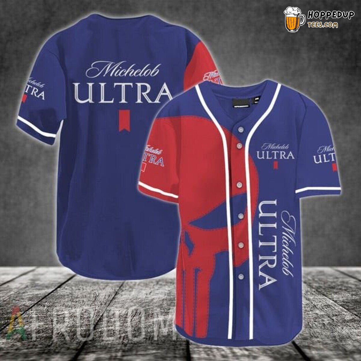 Michelob ULTRA Beer Red Skull Sports Baseball Jersey
