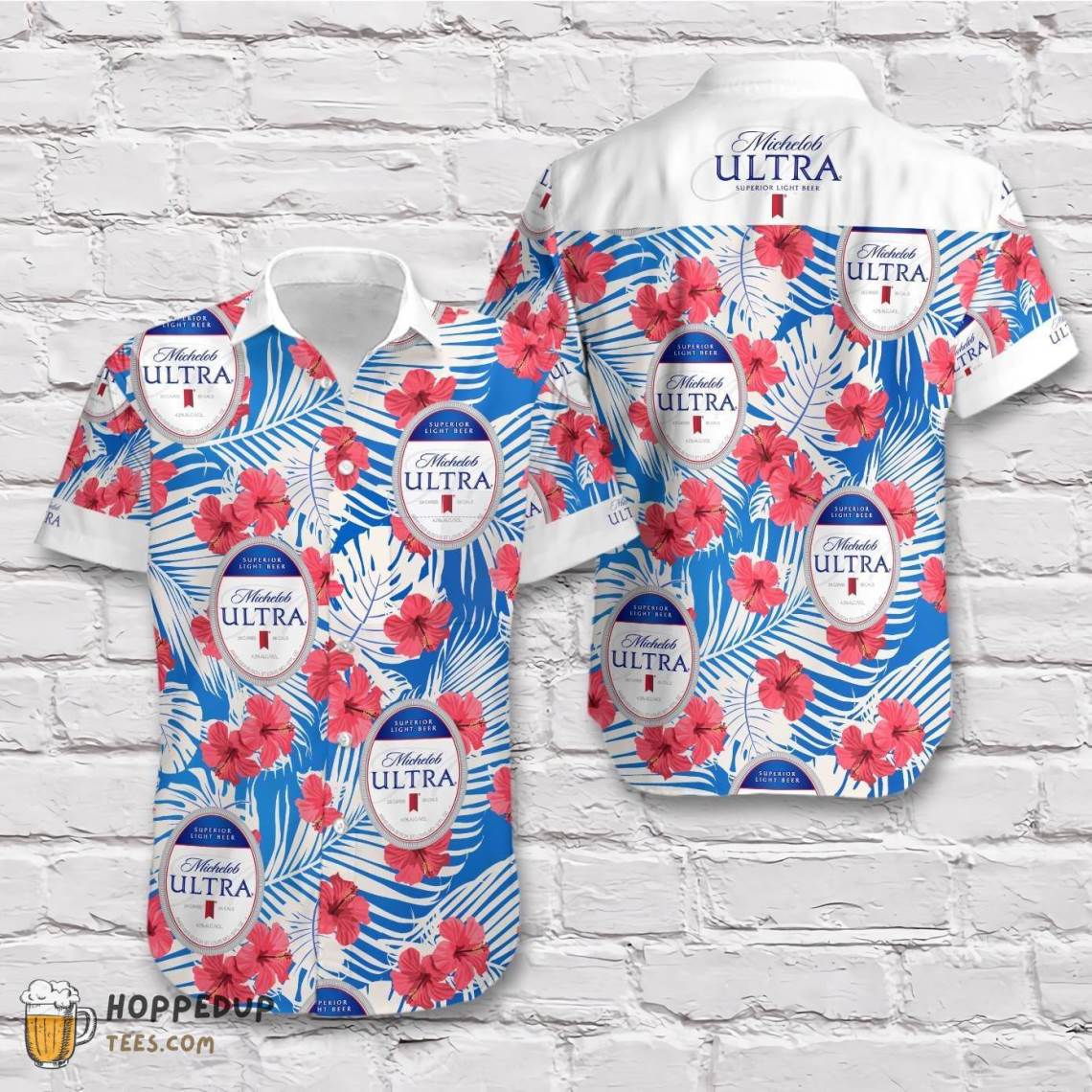Michelob Ultra Beer White Red Hawaiian Shirts