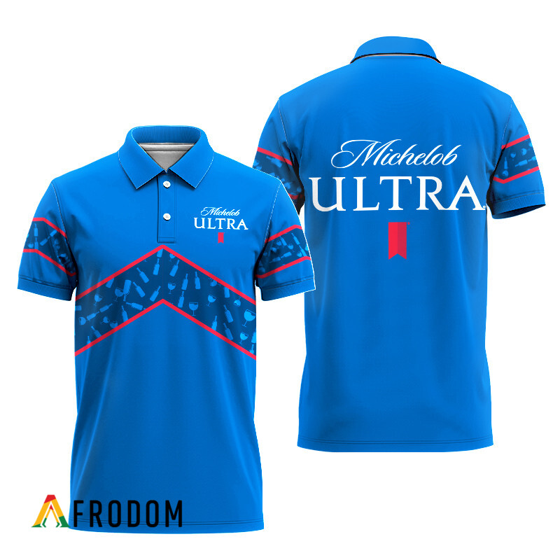 Michelob Ultra Blue Wine Pattern Polo Shirt HU