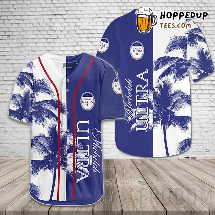 Michelob ULTRA Coconut Trees Tropical Baseball Jersey Unique Design Look