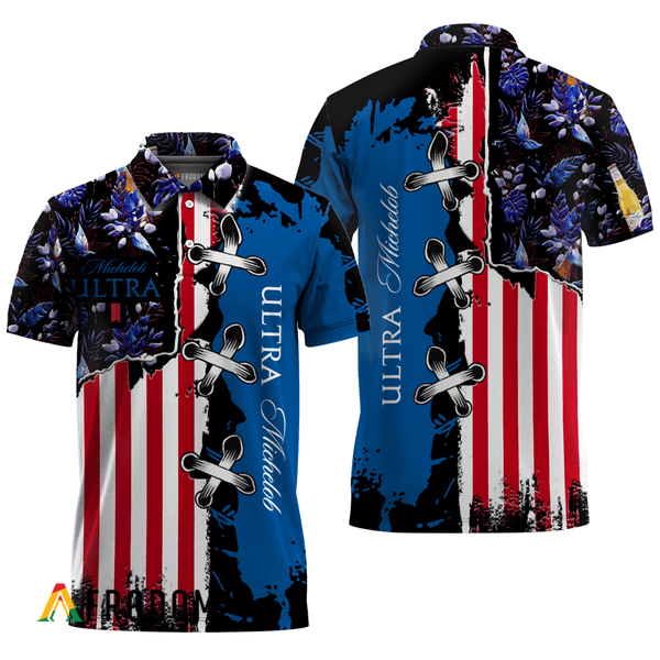 Michelob Ultra Fourth Of July Hawaiian Polo Shirt HU